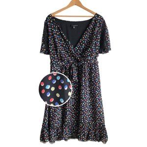 Sangria Polka Dot Dress Size 16W Lace Flutter Sleeve